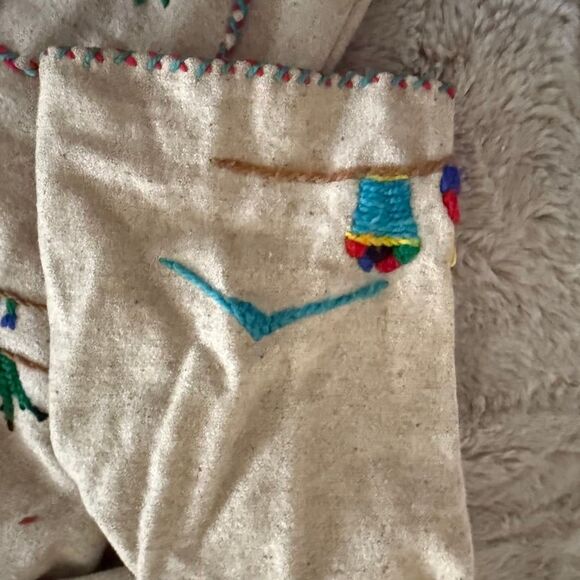 Vintage Lopez Mexican Wool Open Tourist Coat Jacket Yarn Embroidered Tan Sz S/M - Picture 7 of 12